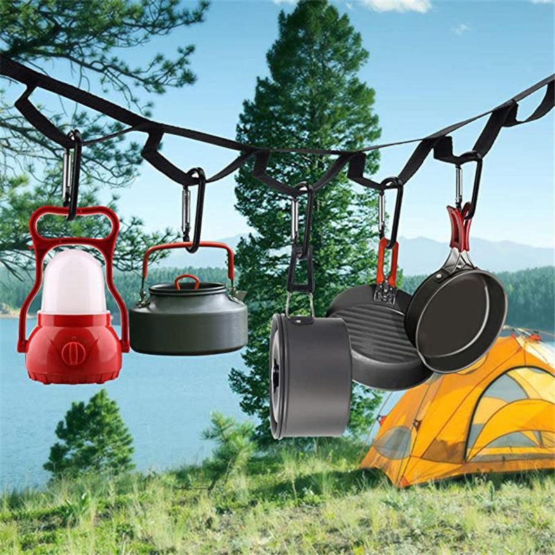 20FT Campsite Storage Strap with 19 PCS Buckles, Portable Hanging Rope for Camping, Hiking, Outdoor Tent Accessories