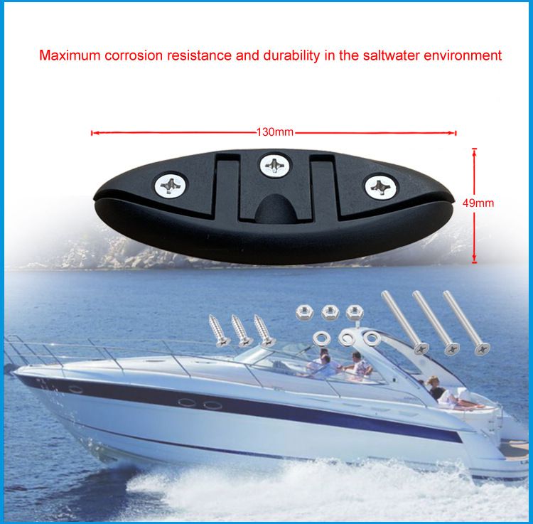 Folding Flip Up Cleats, Boat Marine Dock Cleat with Mouting Screws for Boat Mini Tugboat Yachts Black Nylon