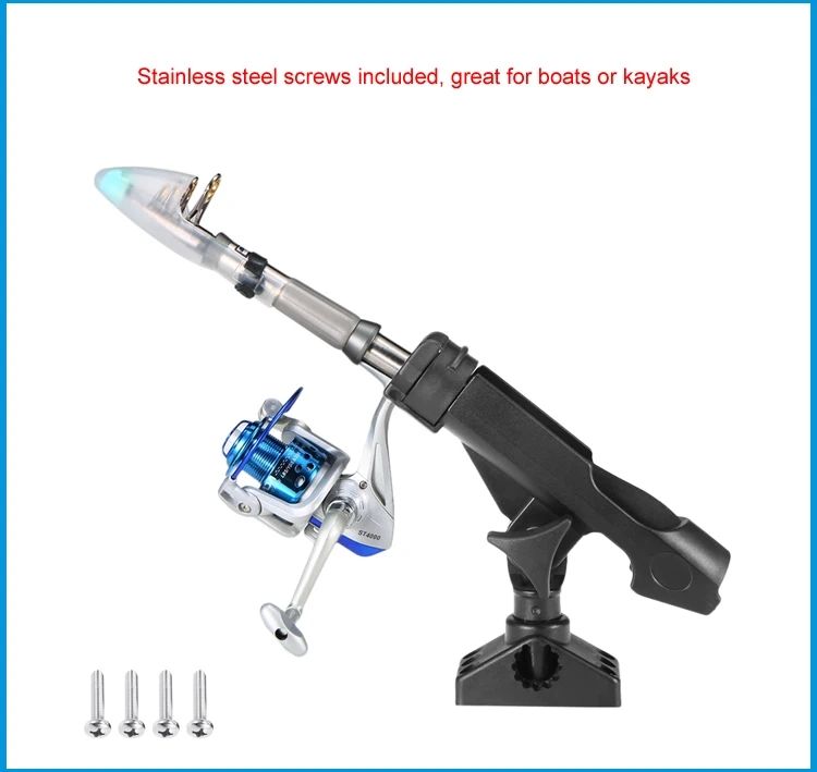 Fishing Rod Holder Boat Rods Holder Adjustable Rods Holder 360 Degree Rotatable Kayak Fishing Boat Rod Holder Mount