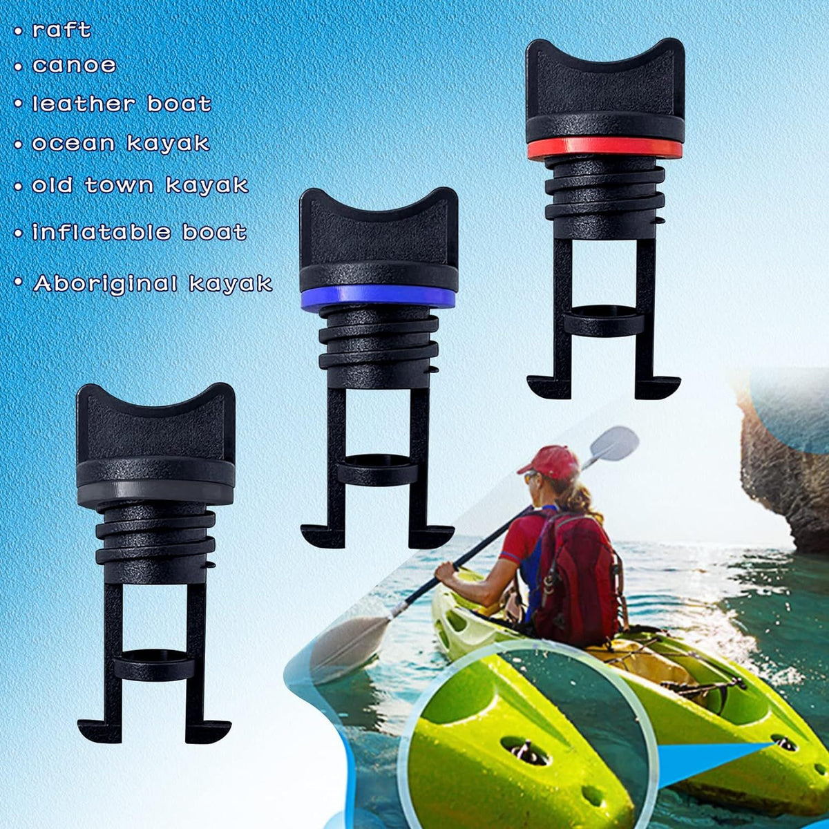 3Pcs Kayak Drain Plug Boat Drain Plug Nylon Boat Marine Yacht Raft Drain Holes Stopper Boat Drain Plug Kit Kayak Accessories