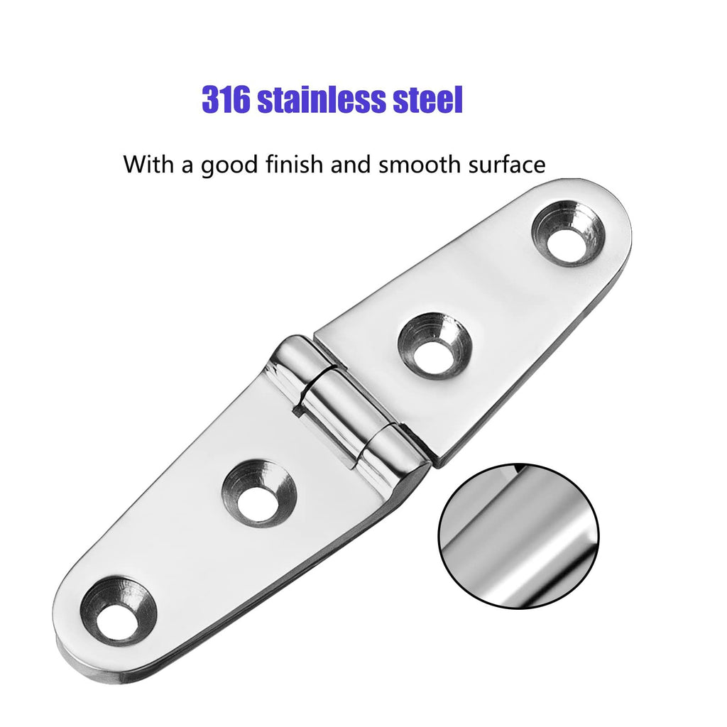 Boat Strap Hinges, Marine Hinges, 4 inch x 1 inch (102mm X 26 mm), Stainless Steel Hinges, Metal Hinges, with Screws (4 PCS)