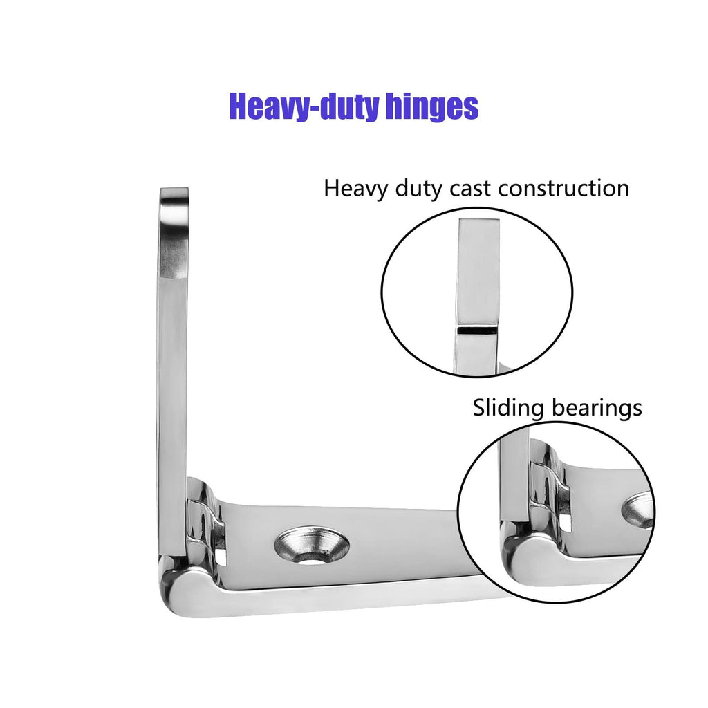 Boat Strap Hinges, Marine Hinges, 4 inch x 1 inch (102mm X 26 mm), Stainless Steel Hinges, Metal Hinges, with Screws (4 PCS)