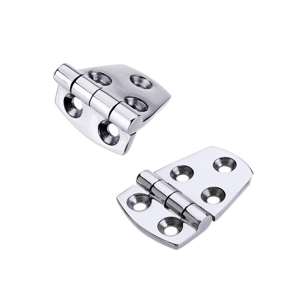Boat Shortside Hinges Marine Flush Hatch Compartment Hinge Heavy Duty Stainless Steel W/Fasteners 1-1/2" x 2-1/4"9 (1 Pair)