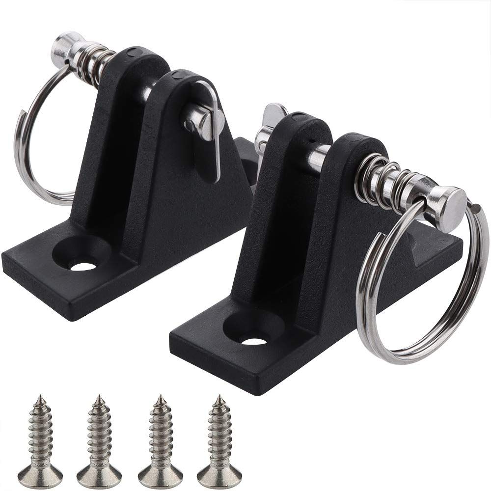 2 Pack Marine Grade Nylon Top 90°Plastic Deck Hinge with Pin and Ring, 316 Stainless Steel, Free Installation Screws