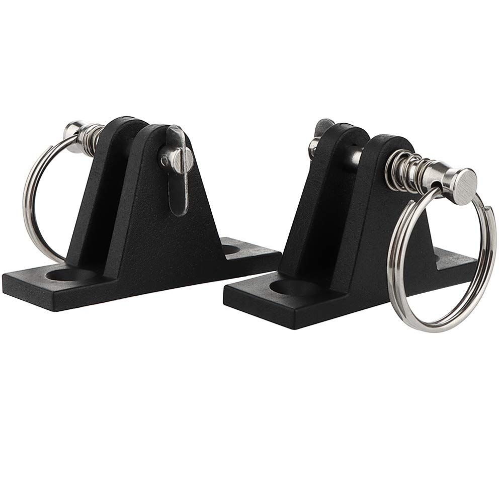 2 Pack Marine Grade Nylon Top 90°Plastic Deck Hinge with Pin and Ring, 316 Stainless Steel, Free Installation Screws