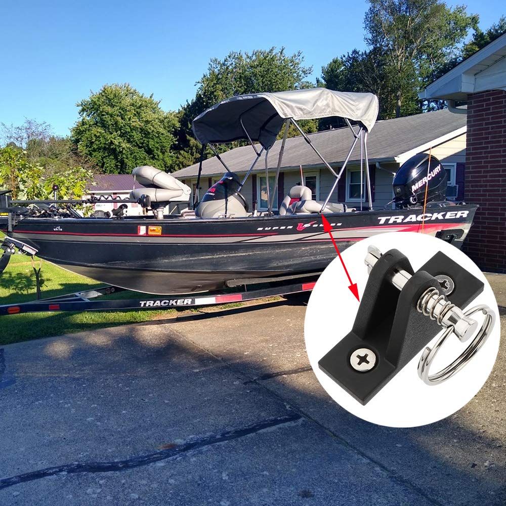 2 Pack Marine Grade Nylon Top 90°Plastic Deck Hinge with Pin and Ring, 316 Stainless Steel, Free Installation Screws