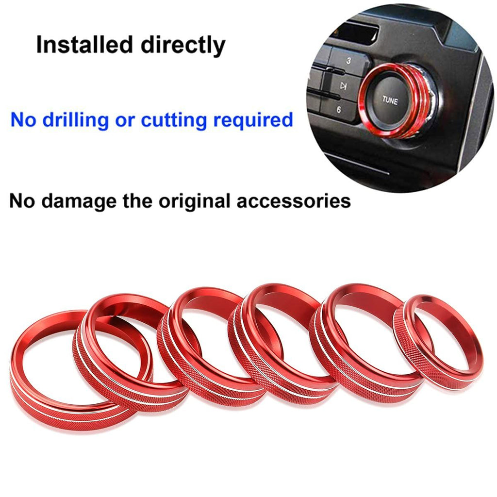 F150 XLT 4WD & Trailer Engine Knob AC VOL Air Conditioner Switch Cover Audio Trim Ring Center Console Knob Compatible