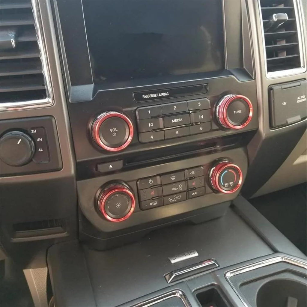F150 XLT 4WD & Trailer Engine Knob AC VOL Air Conditioner Switch Cover Audio Trim Ring Center Console Knob Compatible