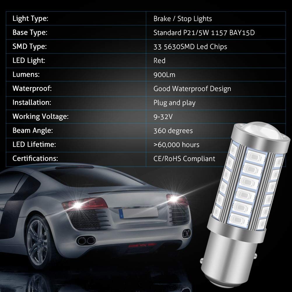 4-Pack Bright LED Replacement for Car Incandescence Bulb RV Camper Brake Turn Lamp Lights DC 12V