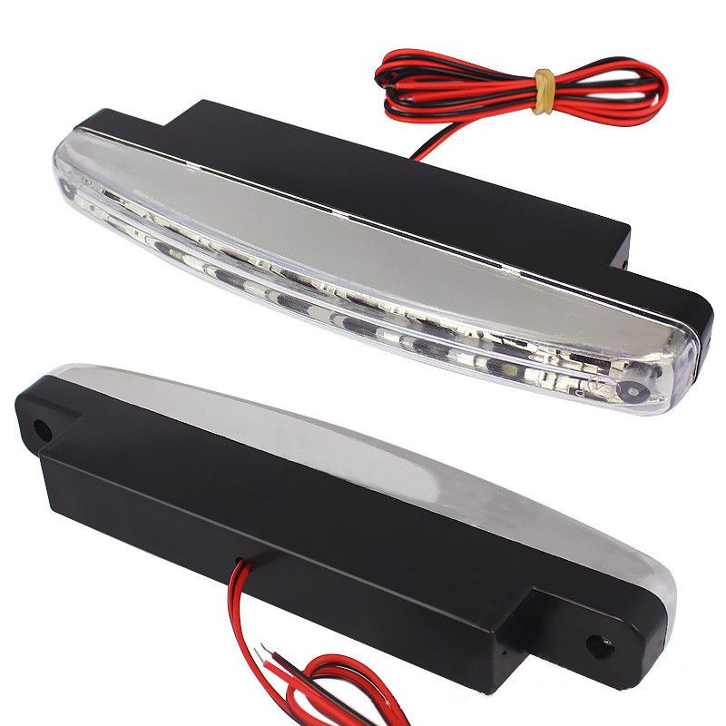 2 PCS Car LED Daytime Running Lights, Waterproof High Power 5W 12V LED DRL, Universal Decorative Lights, 8 LED Center Grid