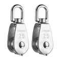 2pcs Stainless Steel M25 Lifting Crane Single Wheel Swivel Snatch Pulley Block Rope Sheave Pulley Roller
