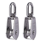 2pcs Stainless Steel M25 Lifting Crane Single Wheel Swivel Snatch Pulley Block Rope Sheave Pulley Roller