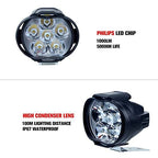 2Pcs 6 Led Motorcycle Light Headlight Assembly Universal Scooter ATV Fog White Car Drl Lamp Energy saving, High brightness