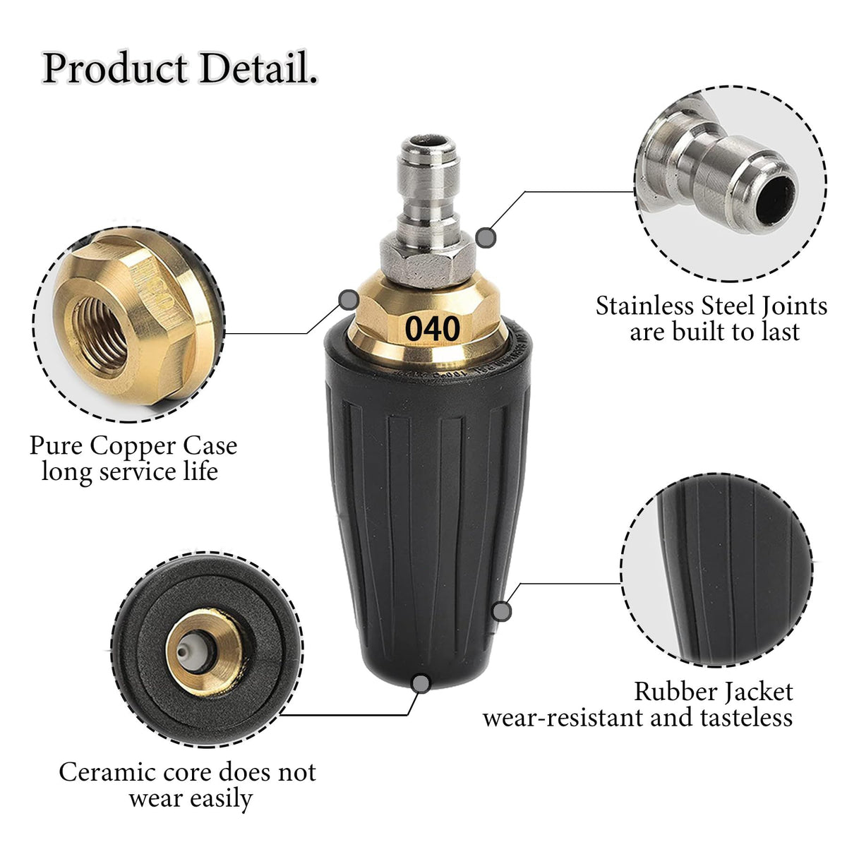 Nozzle high-pressure cleaning machine nozzle 360 ° rotating power cleaning machine nozzle tip cleaning machine accessories