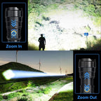 Super Bright Flashlight with 10 Modes, LED Tactical Flashlight Waterproof, Powerful for Camping, Hiking, Hunting and Emergencies