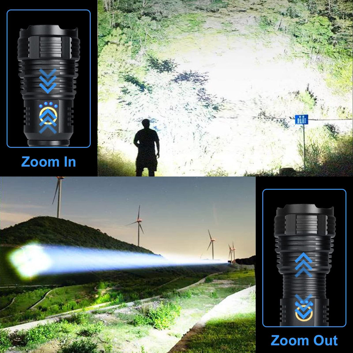 Super Bright Flashlight with 10 Modes, LED Tactical Flashlight Waterproof, Powerful for Camping, Hiking, Hunting and Emergencies