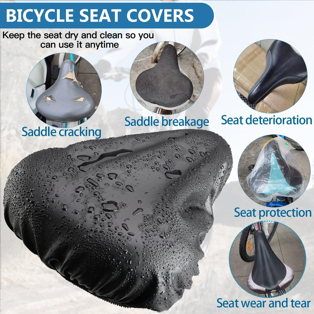 New Bicycle Seat Cushion Cover Waterproof UV Protection Unisex Seat Cushion Cover for Gym Bike Mountain Bike Road Bike Bike