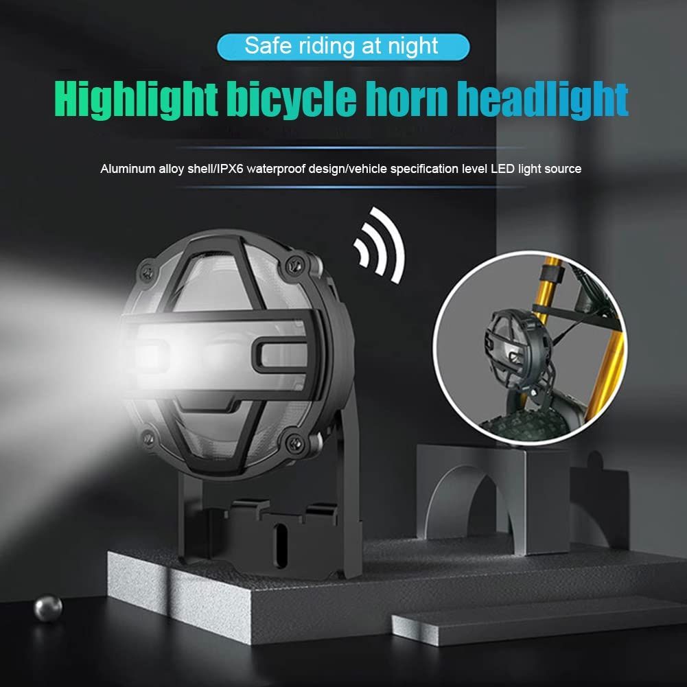 E-Bike Headlights 36V 48V Electric Bicycle Horn Light Waterproof Aluminium Alloy Light Night Riding Front Headlight