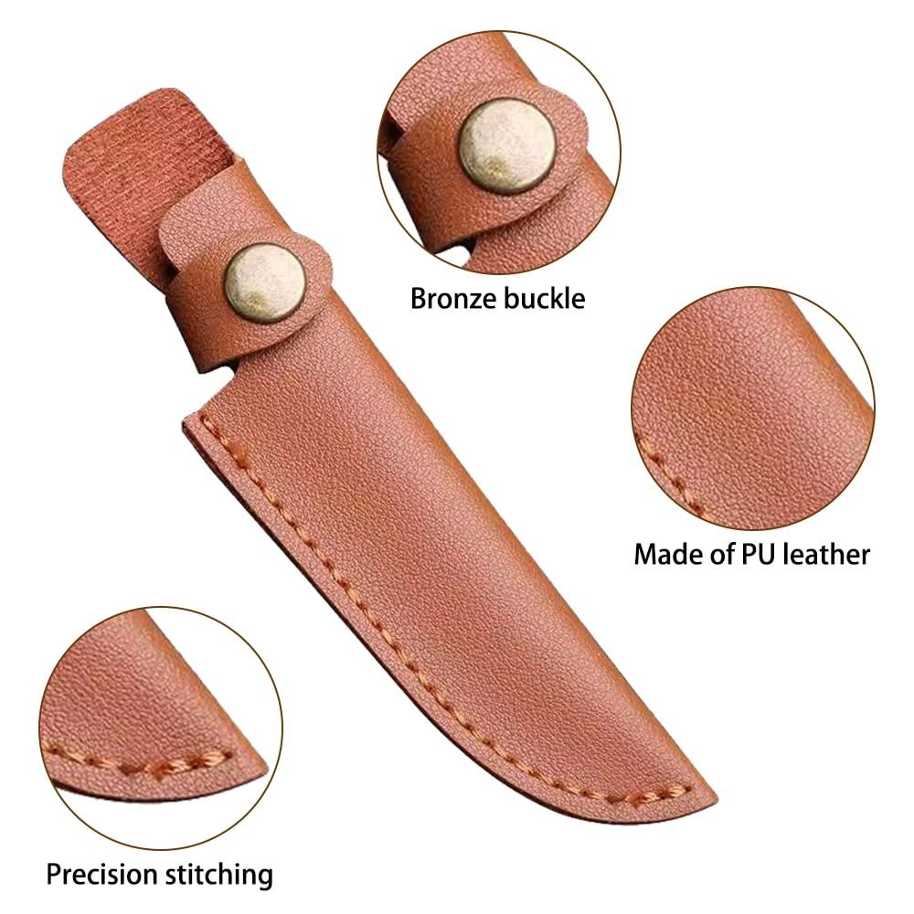 2PCS Leather Knife Sheath,Straight Knife Pouch Knife Cover Sleeve with Belt Loop for Outdoor Hunting Camping