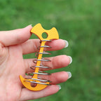 3PCS Deck Anchor Pegs, Windproof Aluminium Alloy Fishbone Tent Stakes with Spring Buckle, Portable Wind Rope Anchor