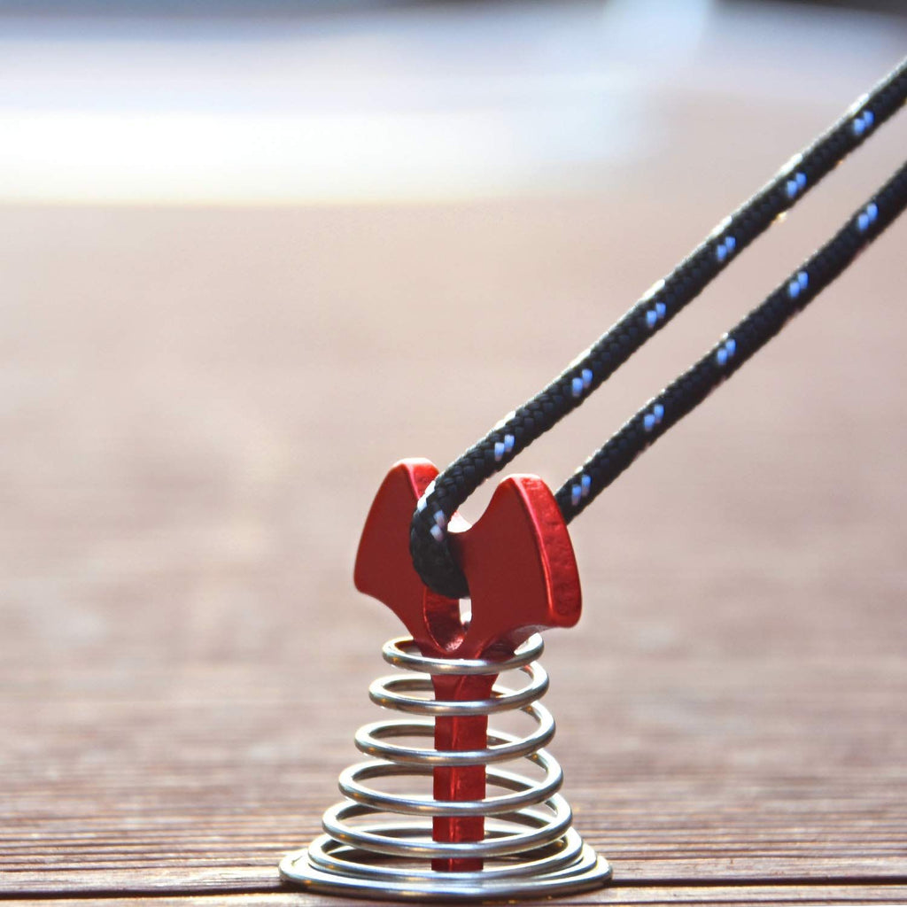 3PCS Deck Anchor Pegs, Windproof Aluminium Alloy Fishbone Tent Stakes with Spring Buckle, Portable Wind Rope Anchor