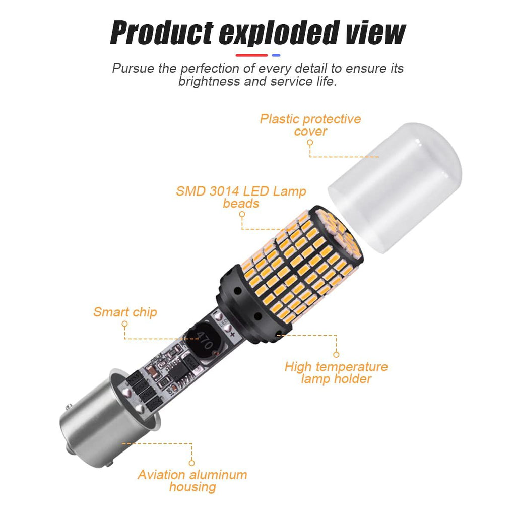 2Pack 1157 LED Brake Light Bulb, 12V-24V BAY15D Replacement Light Bulb for Reverse Brake Tail Running Parking,Universal