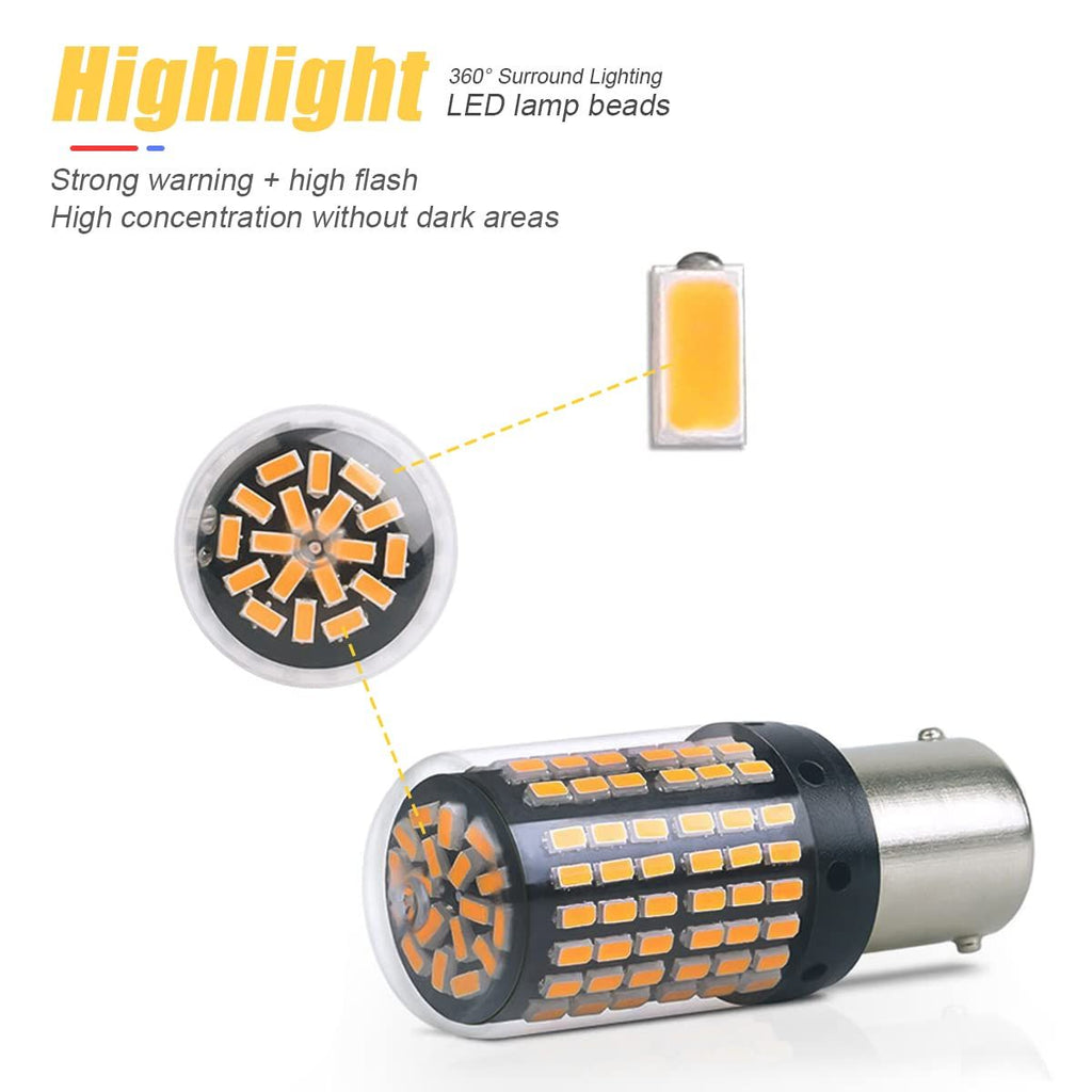 2Pack 1157 LED Brake Light Bulb, 12V-24V BAY15D Replacement Light Bulb for Reverse Brake Tail Running Parking,Universal