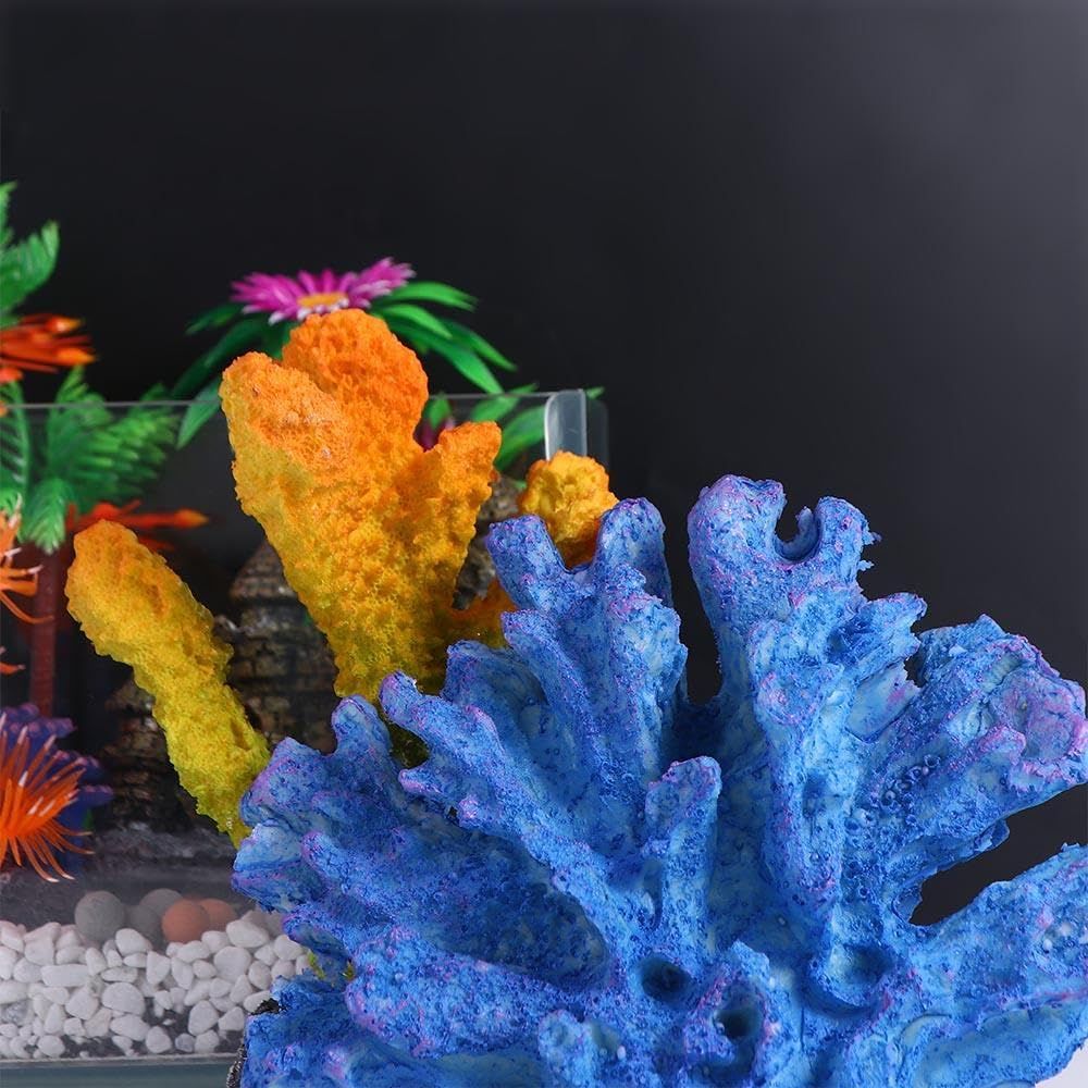 Aquarium Coral Decoration, Cute Coral Ornaments Resin Plants for Fish Tank Aquarium Landscaping Artificial Coral Reef