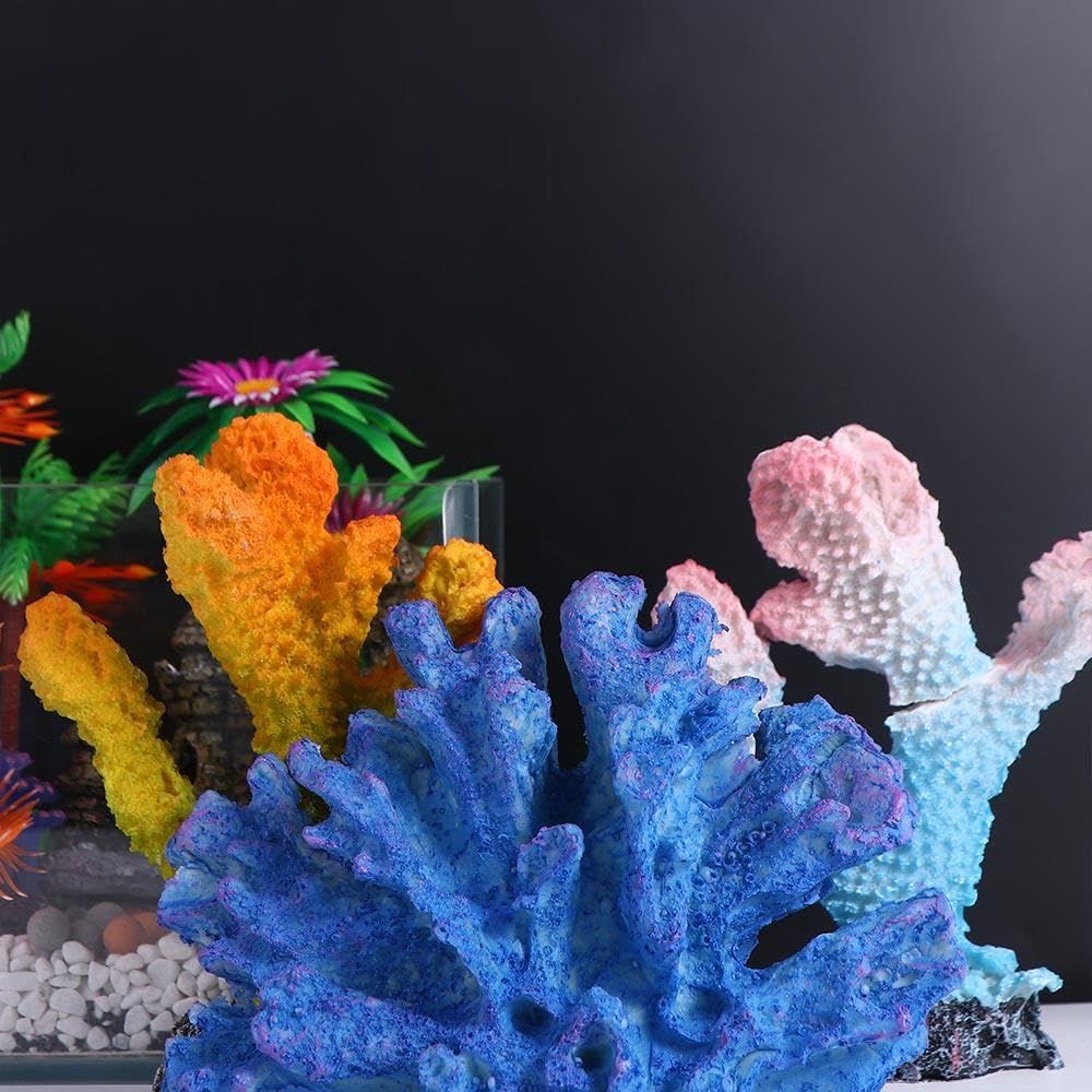 Aquarium Coral Decoration, Cute Coral Ornaments Resin Plants for Fish Tank Aquarium Landscaping Artificial Coral Reef
