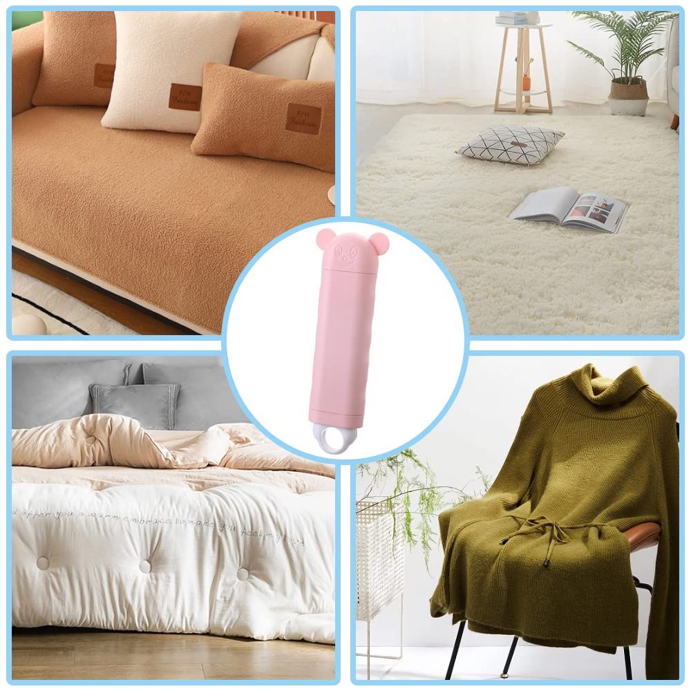Pet Hair Remover, Portable Dust and Lint Remover with Self-Cleaning Base Double-Sided Manual Clothes Fuzz Cleaner for Furniture