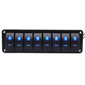 Rocker Switch Panel 8 Gang Aluminum Waterproof Toggle Switch Panel, On-Off Car Boat Switch, Pre-Wired Switch Panel