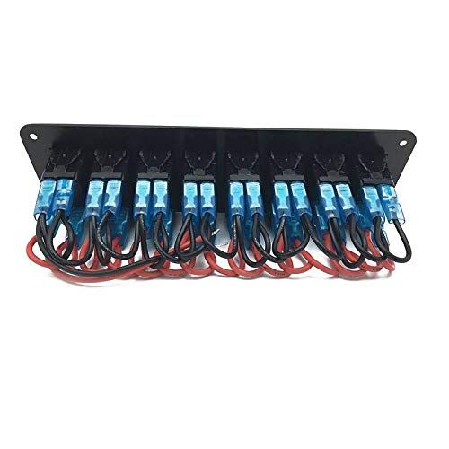 Rocker Switch Panel 8 Gang Aluminum Waterproof Toggle Switch Panel, On-Off Car Boat Switch, Pre-Wired Switch Panel