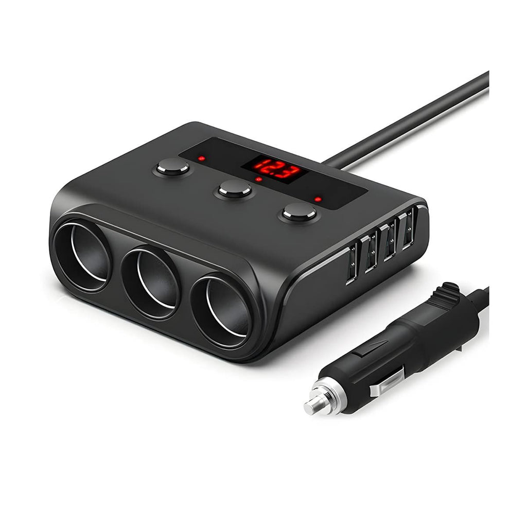 Car Cigarette Lighter Adapter,4 USB Socket Splitter Car Chargers,LED Voltage Display On/Off Switches,Automotive Cigarette Lighter