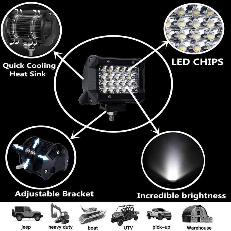 LED Pod Lights 4x4, Off Road Driving Lights for Truck SUV Boat with Waterproof Housing With Mounting Brackets (Set of 2)
