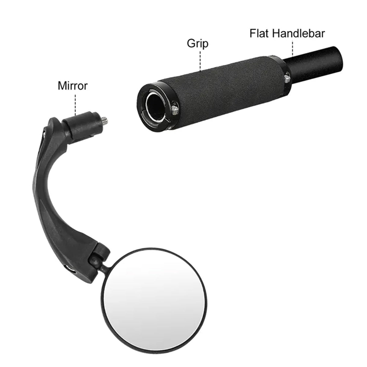 Bike Mirror, Adjustable Bycycle Rear View Mirror, Mountain Bikes, Road Bikes, eBikes, Left and Right （black）