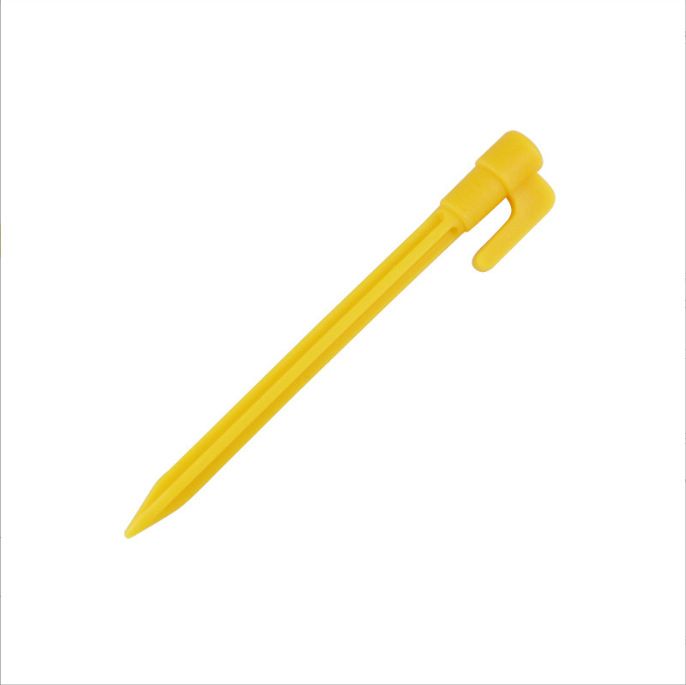 4 pcs Outdoor Camping Tent Stakes Pegs Pins Trip Plastic Tent Nails Yellow Tent Accessories (Yellow 4)