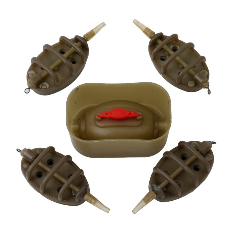 Inline Method Feeder Set Carp Fishing Tackle 4 Inline Method Feeders with 1 Rubber Mould Carp Fishing Accessories