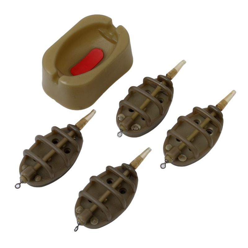Inline Method Feeder Set Carp Fishing Tackle 4 Inline Method Feeders with 1 Rubber Mould Carp Fishing Accessories