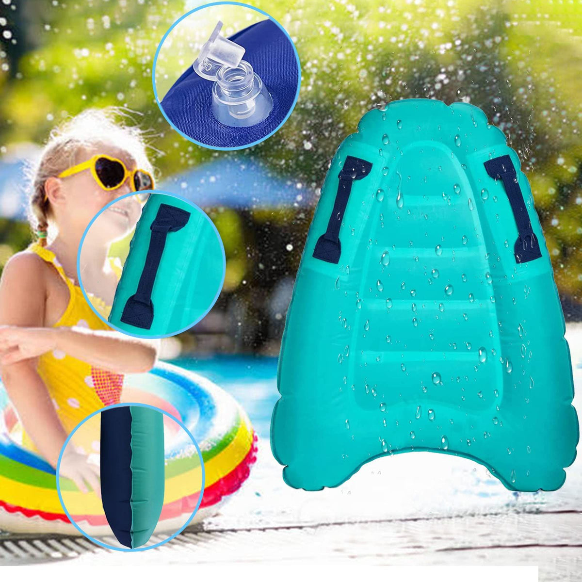 Inflatable Boards for Beach Inflatable Surfboard Portable Bodyboard with Handles Lightweight Soft Body Boards for Kids Surfboards