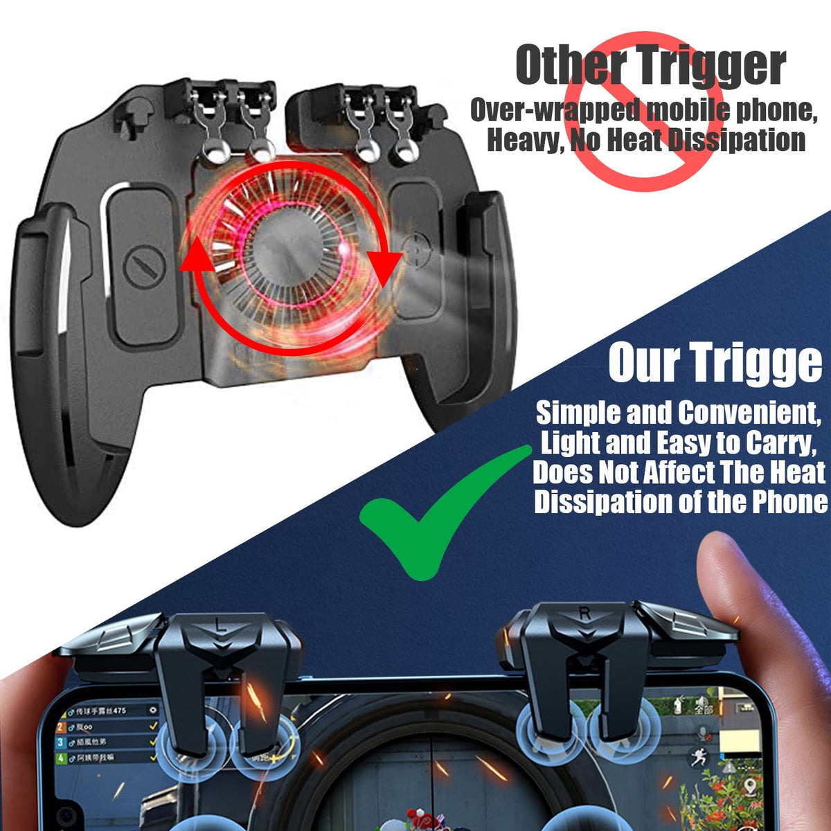 Cell Phone Triggers with 4 Buttons Gamer Thimbles for Shooting New High Precision Mapping Tech To Best Simulate Human Finger Touch.