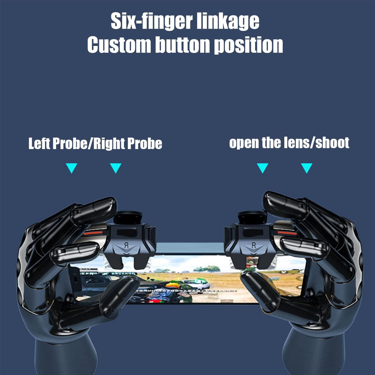 Cell Phone Triggers with 4 Buttons Gamer Thimbles for Shooting New High Precision Mapping Tech To Best Simulate Human Finger Touch.
