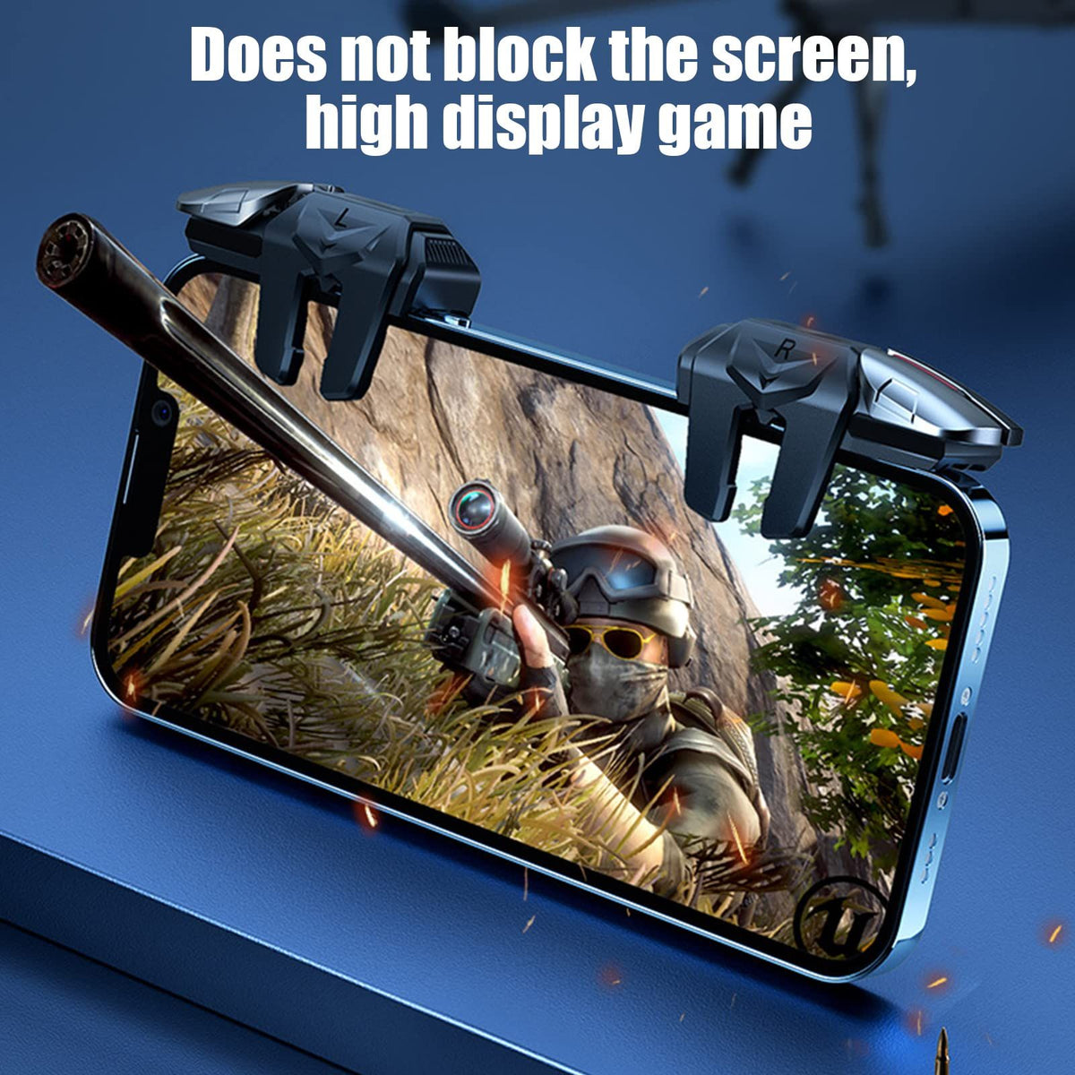 Cell Phone Triggers with 4 Buttons Gamer Thimbles for Shooting New High Precision Mapping Tech To Best Simulate Human Finger Touch.