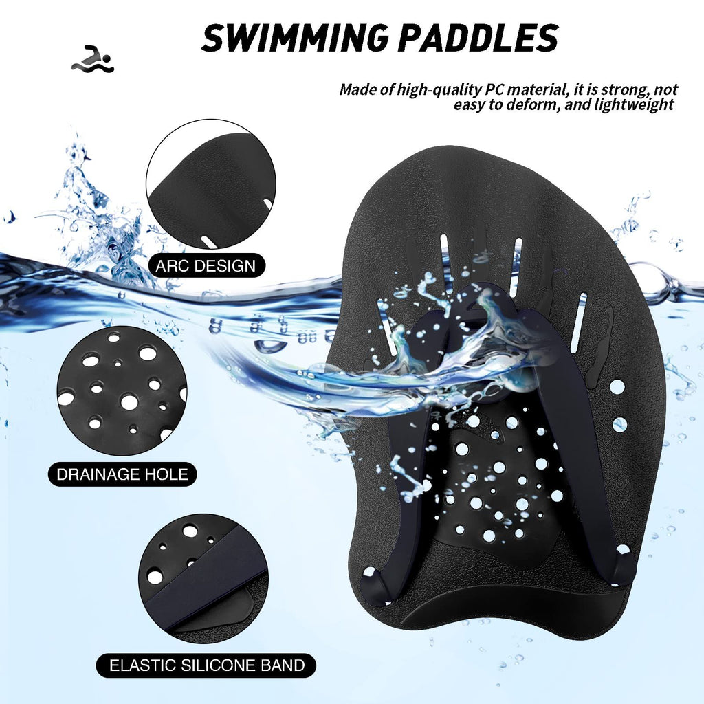 Swim Paddles Hand, Swim Paddles for Lap Swimming - Swim Hand Paddles with Adjustable Straps, Swimming Equipment (1 Pair)