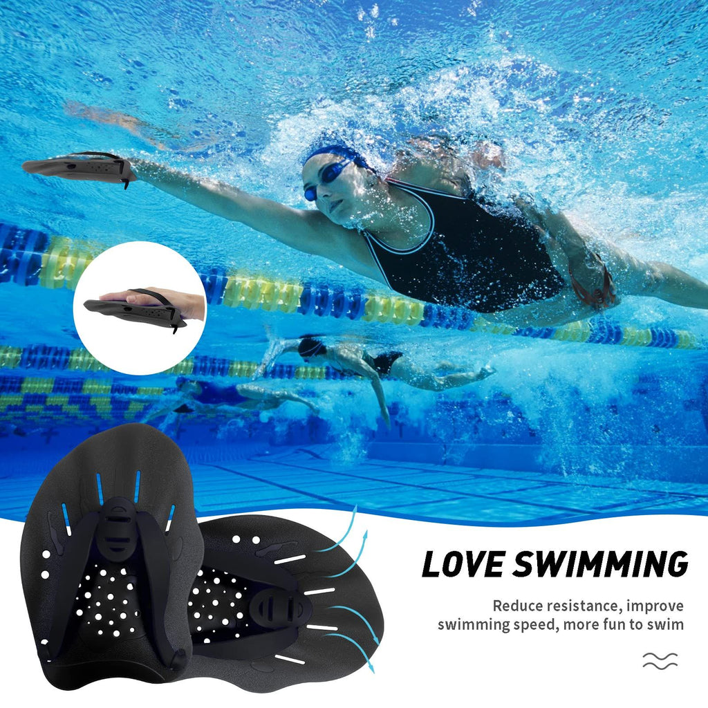 Swim Paddles Hand, Swim Paddles for Lap Swimming - Swim Hand Paddles with Adjustable Straps, Swimming Equipment (1 Pair)