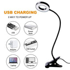 LED Reading Light, Dimmable Clamp Light for Bed Headboard, Bedroom, Office, 3 Modes & 9 Dimming Levels, Flexible Clip Desk Lamp