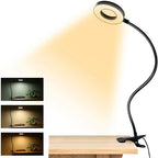 LED Reading Light, Dimmable Clamp Light for Bed Headboard, Bedroom, Office, 3 Modes & 9 Dimming Levels, Flexible Clip Desk Lamp