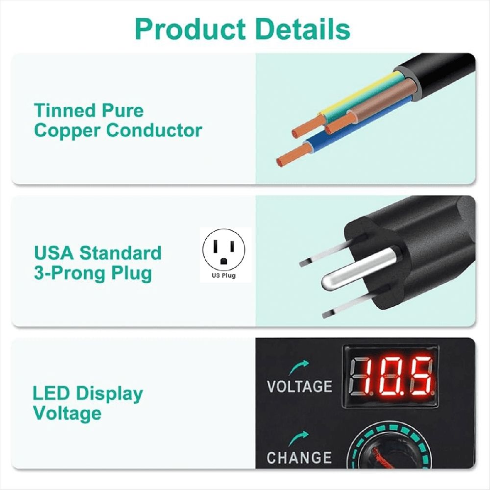 Power Supply 3V-24V 3A 72W Adjustable Variable 3V 5V 6V 9V 12V 18V 20V 24V AC/DC, 100V-240V AC to DC Converter US Plug