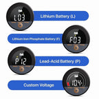 12V 24V 48V 60V 84V Waterproof IP67 Battery Capacity Voltage Meter with Backlight LCD and Low-Voltage Alarm for Lithium