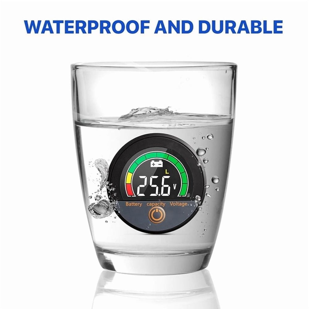 12V 24V 48V 60V 84V Waterproof IP67 Battery Capacity Voltage Meter with Backlight LCD and Low-Voltage Alarm for Lithium
