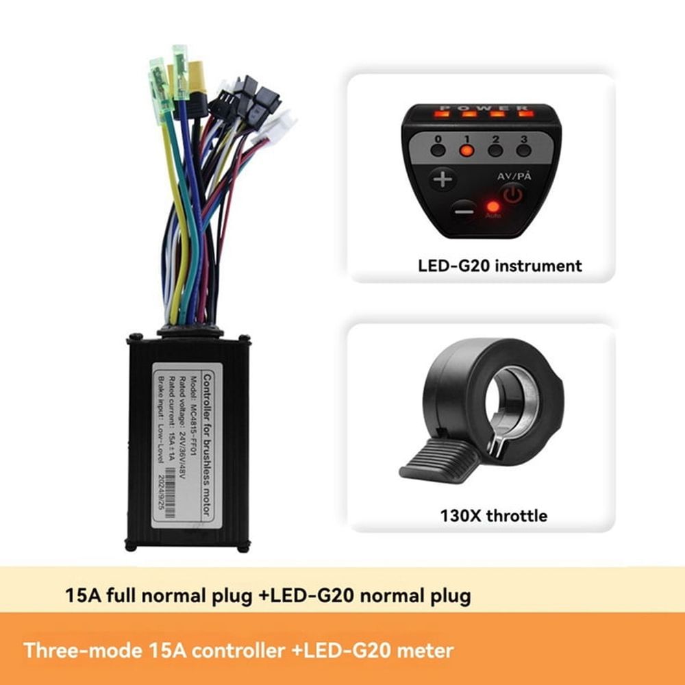 36V 48V 15A Brushless Controller G20 Meter LED Display+130X Throttle Kit for Electric Scooter E-Bike Repair Kit